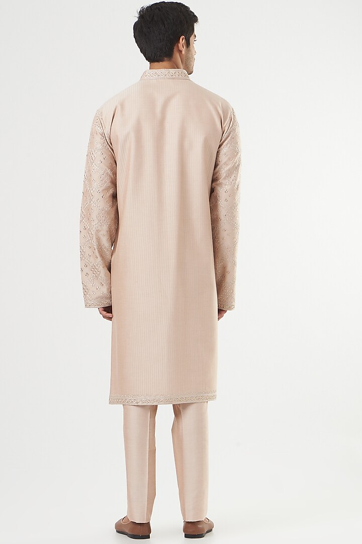 Nude Embroidered Kurta Set by PAWAN SACHDEVA at Pernia's Pop Up Shop