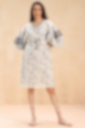 Ecru Cotton Printed & Cutwork Embroidered Tunic Vacation Dress by Payal Jain Pret at Pernia's Pop Up Shop