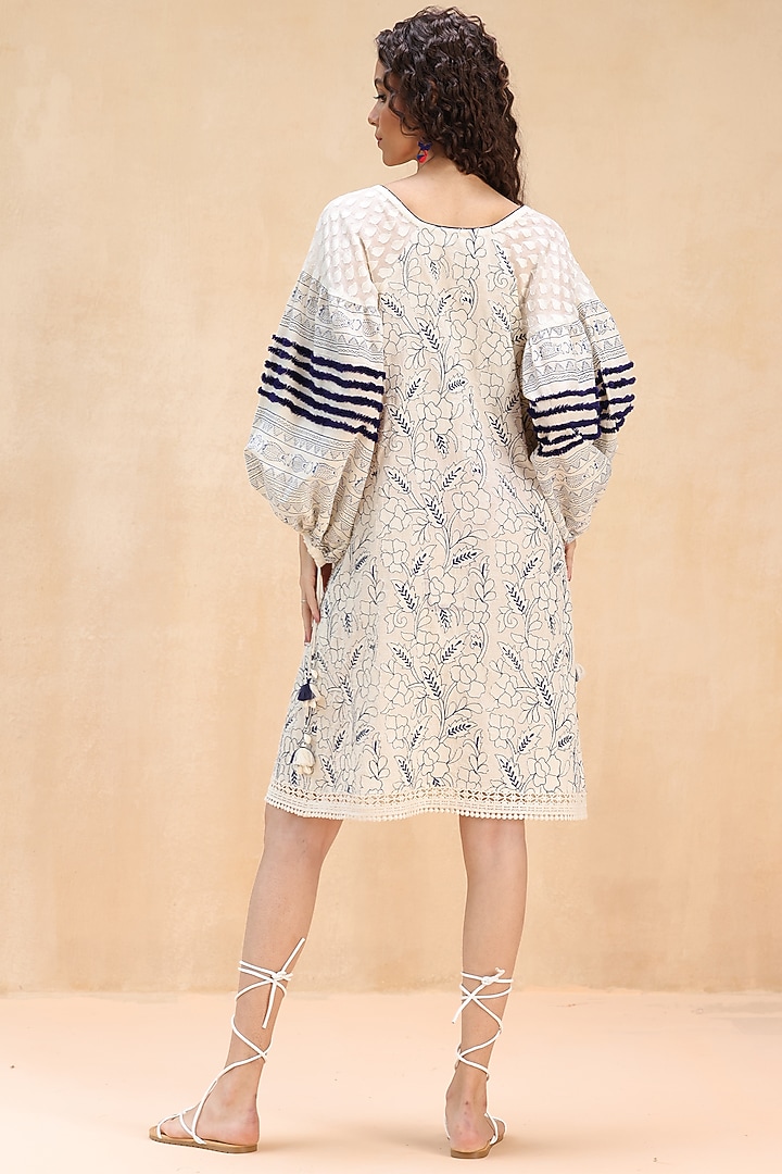 Ecru Cotton Printed & Cutwork Embroidered Tunic Vacation Dress by Payal Jain Pret at Pernia's Pop Up Shop