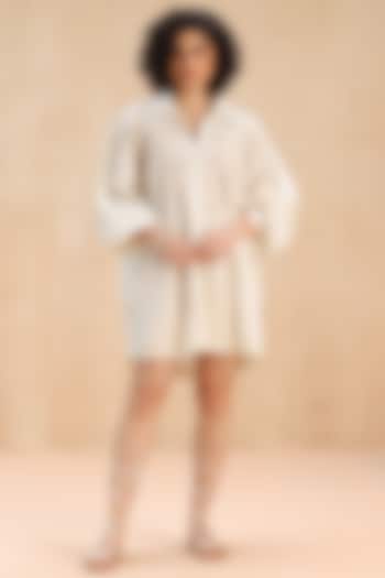 Ivory Cotton 3D Thread Embroidered Shirt Vacation Dress by Payal Jain Pret at Pernia's Pop Up Shop