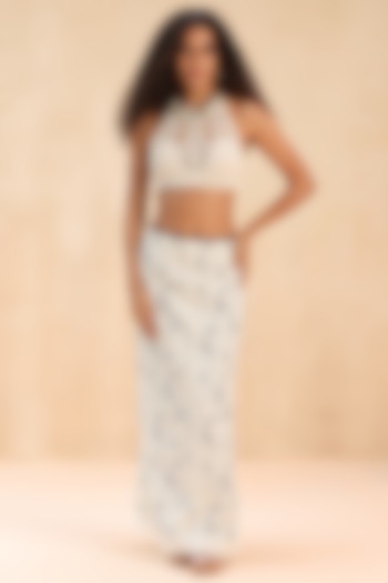 Ecru Cotton Cutwork Applique Maxi Skirt by Payal Jain Pret at Pernia's Pop Up Shop
