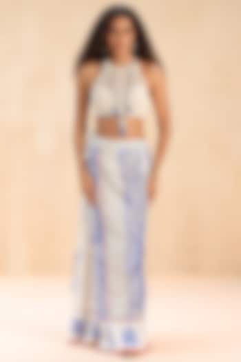 Ecru Cotton Fringe Embroidered Wrap-Around Sarong Skirt by Payal Jain Pret at Pernia's Pop Up Shop