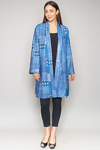 Cobalt Blue Sequins Embroidered Jacket by Payal Jain