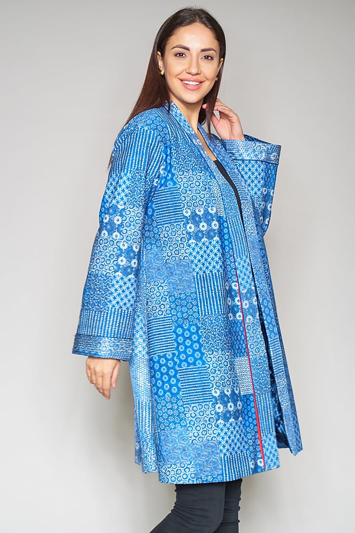 Cobalt Blue Sequins Embroidered Jacket by Payal Jain at Pernia's Pop Up Shop