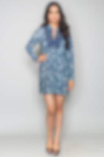 Cobalt Blue Printed Summer Dress by Payal Jain at Pernia's Pop Up Shop