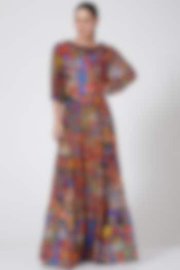 Multi Colored Embroidered Peasant Dress by Payal Jain
