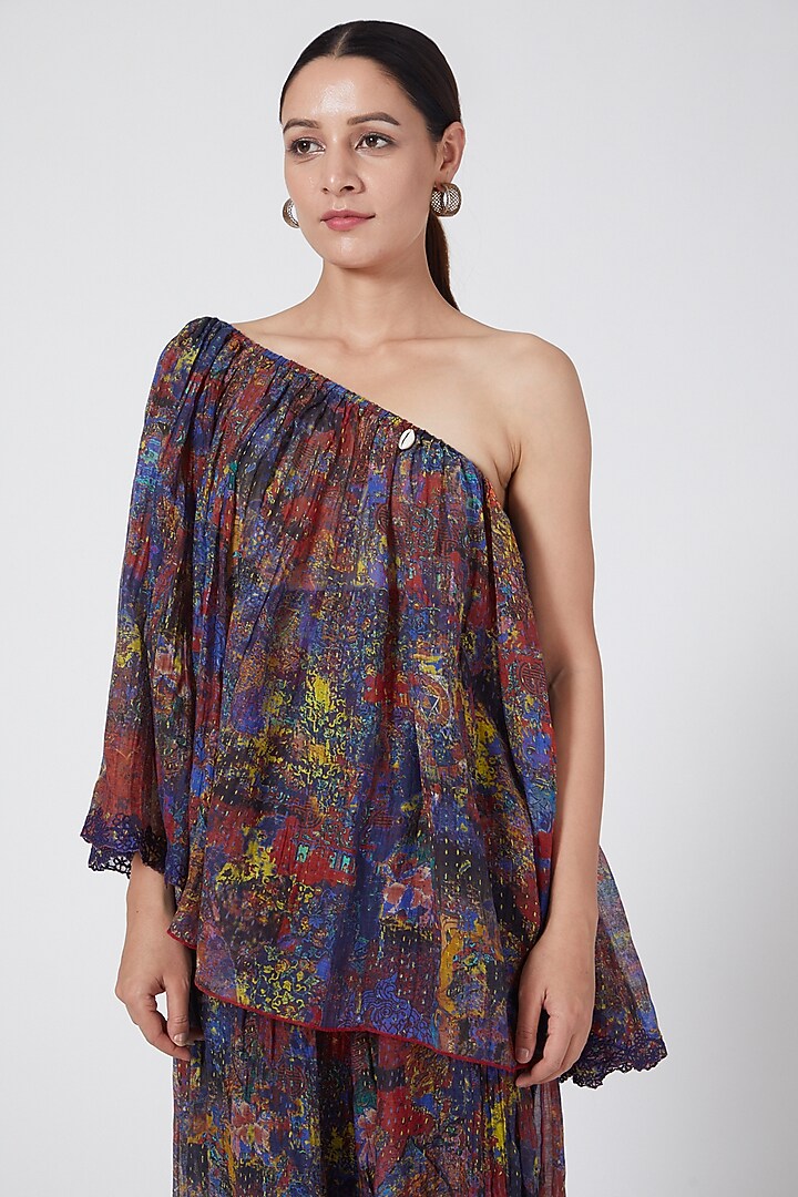 Multi Colored Off Shoulder Peasant Blouse by Payal Jain at Pernia's Pop Up Shop