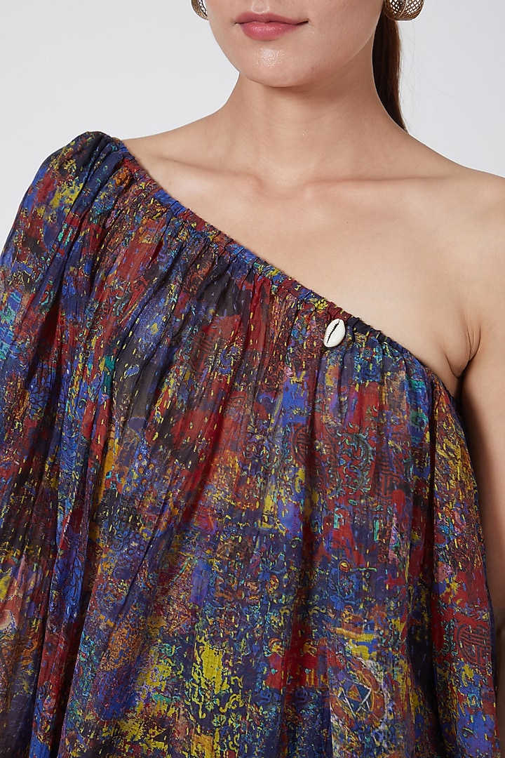 Multi Colored Off Shoulder Peasant Blouse by Payal Jain at Pernia's Pop Up Shop