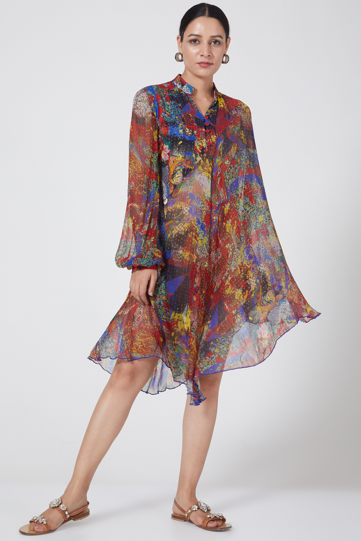 Multi Colored Asymmetrical Draped Tunic by Payal Jain