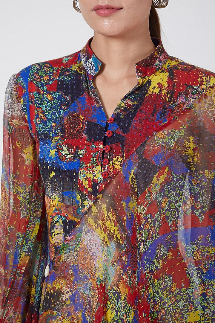 Multi Colored Asymmetrical Draped Tunic by Payal Jain at Pernia's Pop Up Shop
