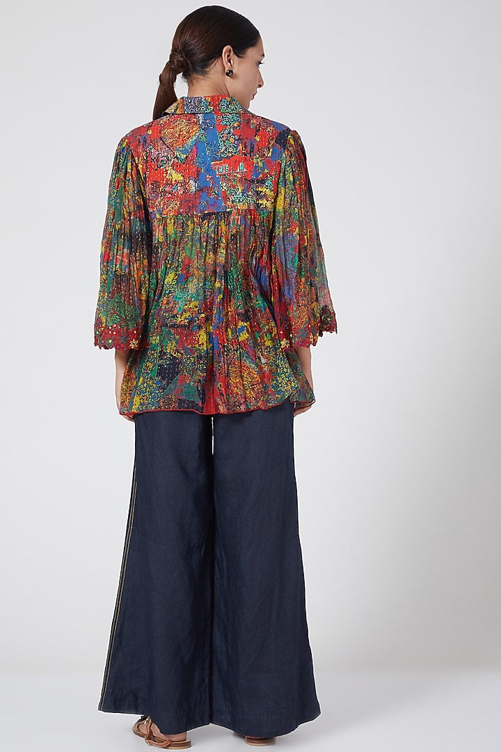 Multi Colored Embroidered Peasant Blouse by Payal Jain at Pernia's Pop Up Shop