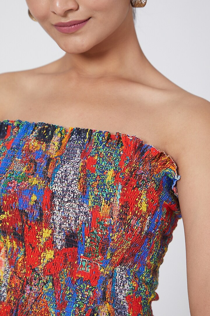 Multi Colored Smocked Corset by Payal Jain at Pernia's Pop Up Shop