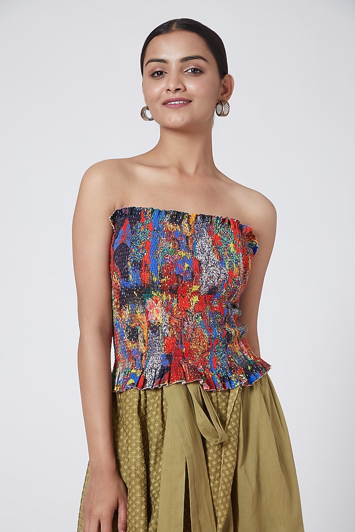 Multi Colored Smocked Corset by Payal Jain at Pernia's Pop Up Shop