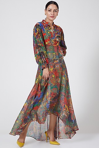 Multi Colored Asymmetric Draped Tunic by Payal Jain