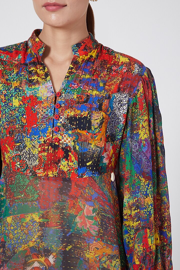 Multi Colored Asymmetric Draped Tunic by Payal Jain at Pernia's Pop Up Shop