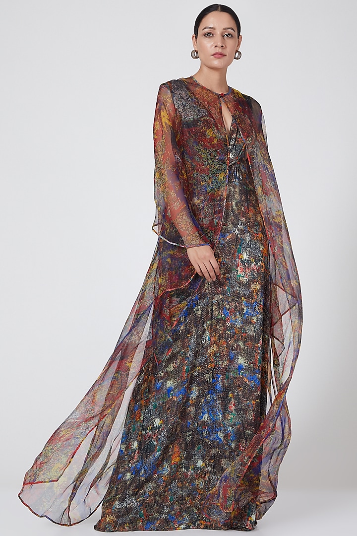 Multi Colored Printed Cape by Payal Jain