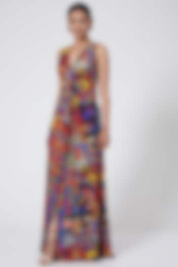 Multi Colored Wrap Dress With Knot by Payal Jain