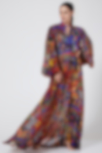 Multi Colored Asymmetric Draped Dress by Payal Jain