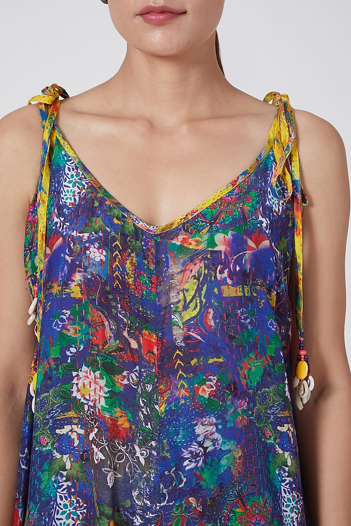 Blue Tie-Up Jumpsuit by Payal Jain at Pernia's Pop Up Shop