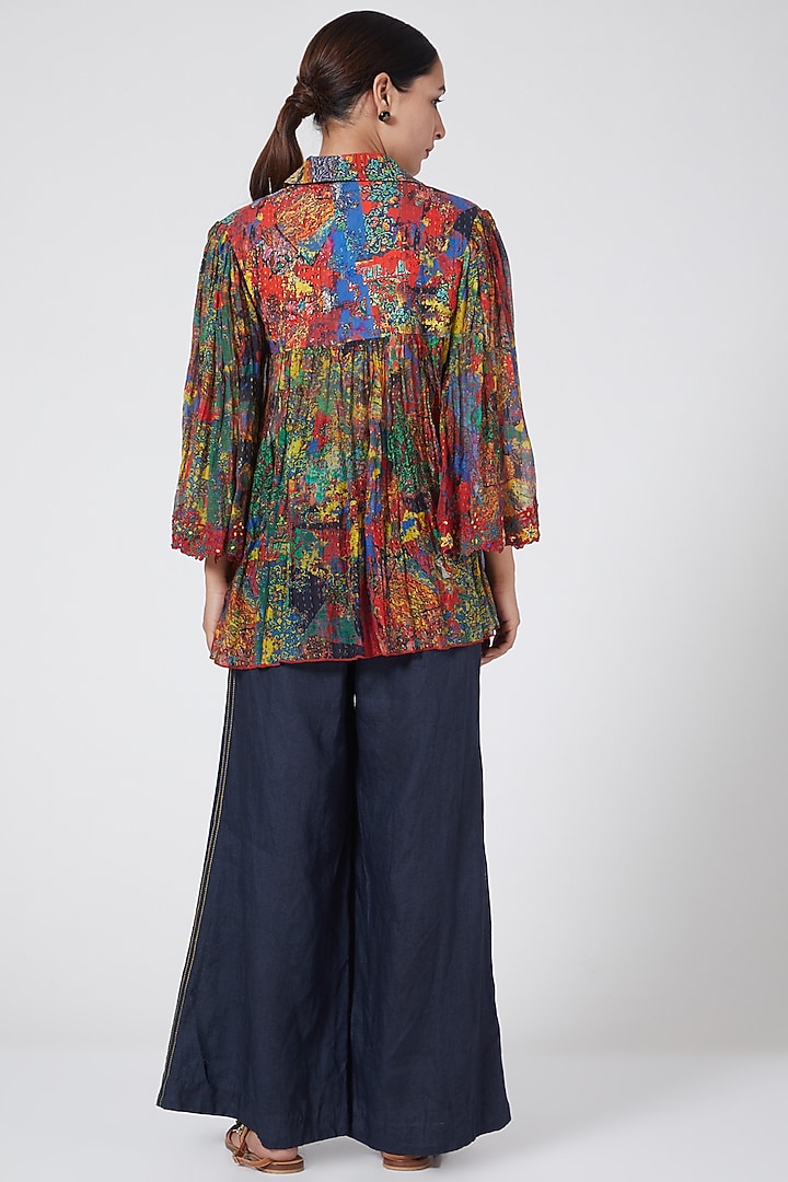 Blue Printed Harem Pants by Payal Jain at Pernia's Pop Up Shop