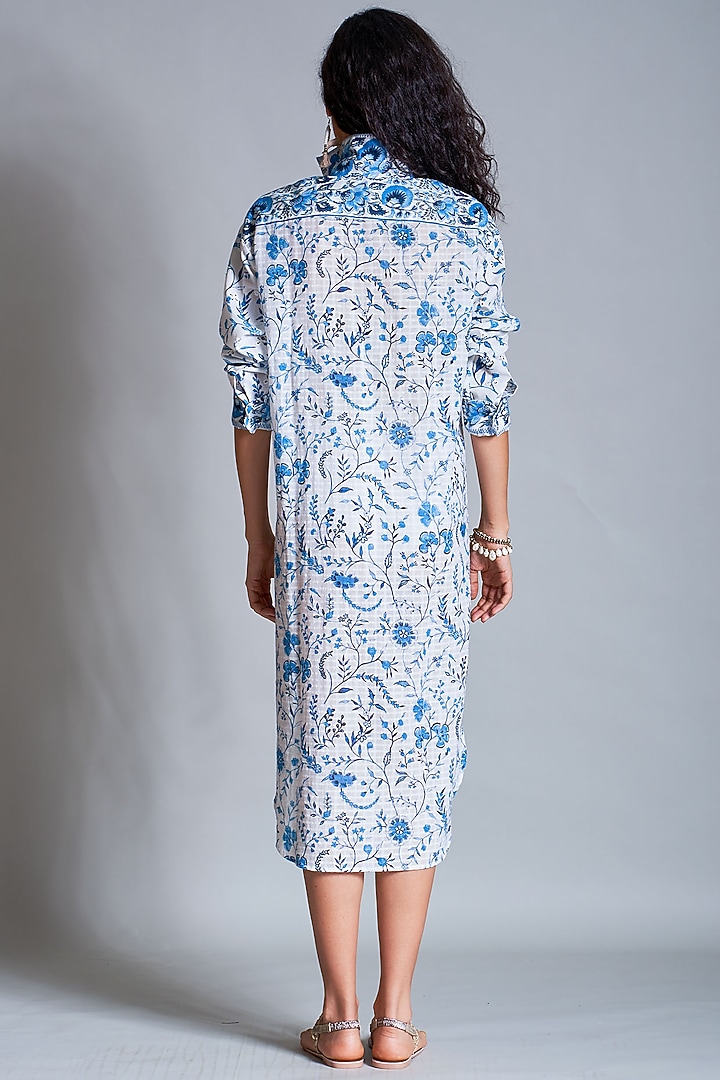 Off White Printed Collared Summer Dress by Payal Jain at Pernia's Pop Up Shop