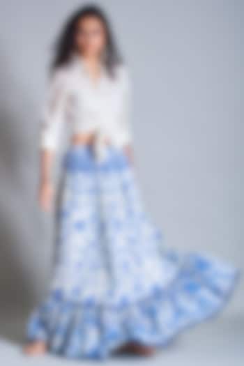 Off White Tiered Maxi Skirt by Payal Jain