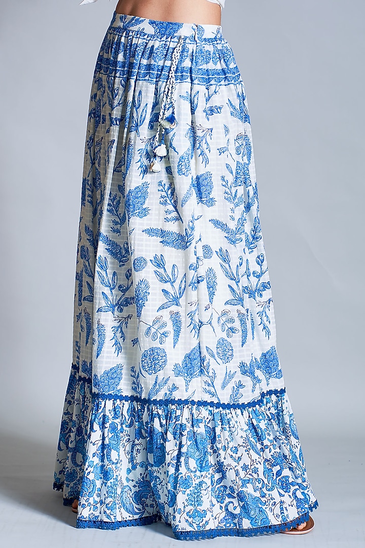 Off White Tiered Maxi Skirt by Payal Jain at Pernia's Pop Up Shop