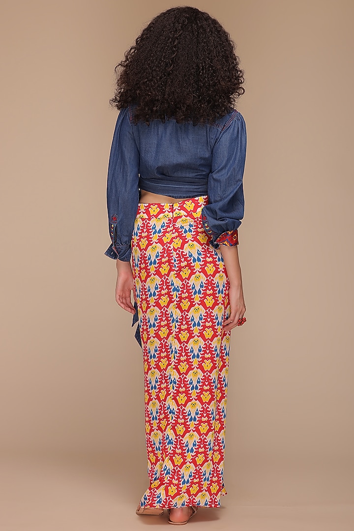 Blue Denim Tie-Up Blouse by Payal Jain at Pernia's Pop Up Shop