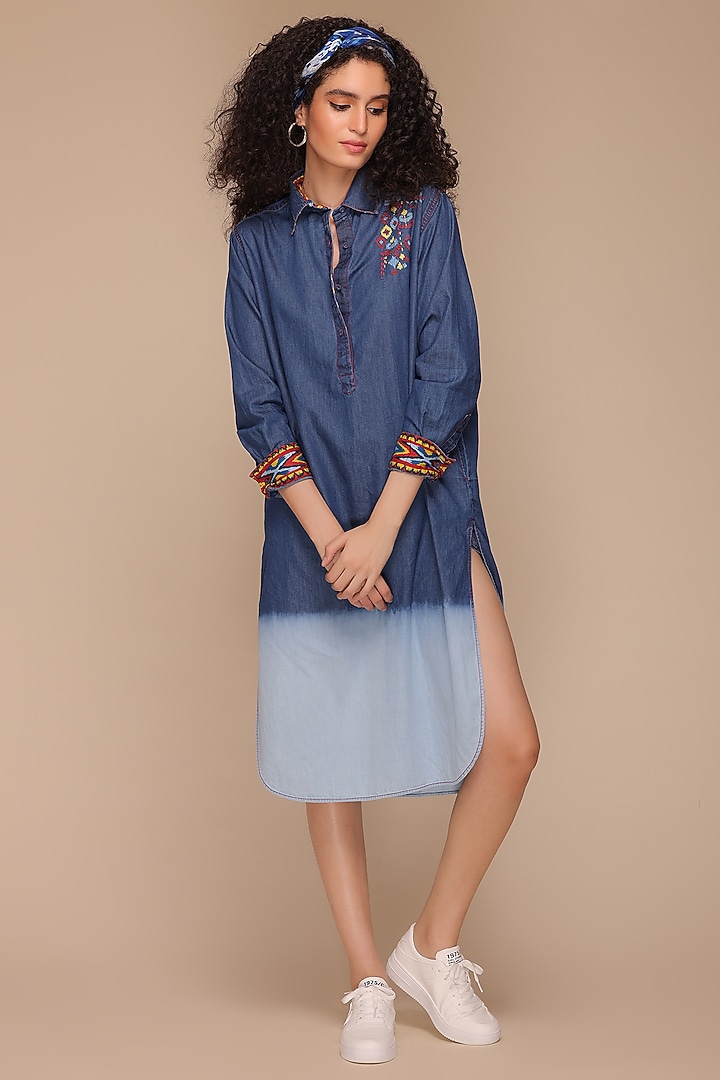 Blue Denim Summer Shirt Dress by Payal Jain at Pernia's Pop Up Shop
