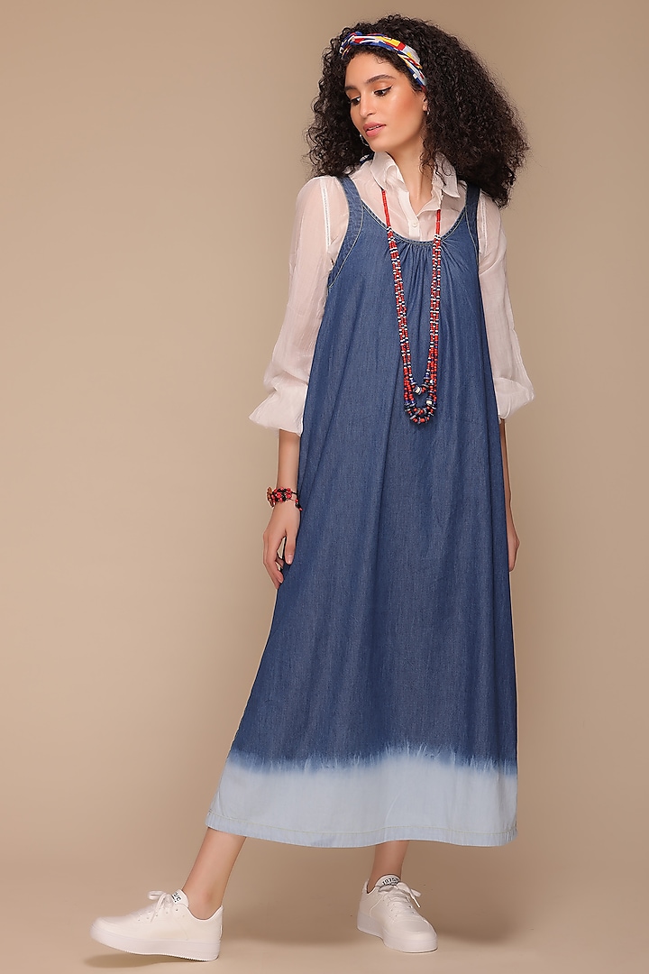 Blue Denim Maxi Dress by Payal Jain at Pernia's Pop Up Shop