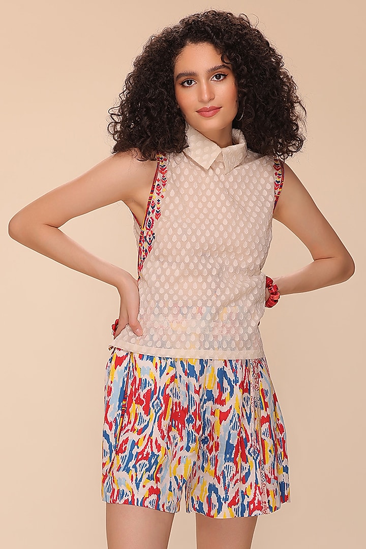 Off-White Cotton Top by Payal Jain at Pernia's Pop Up Shop