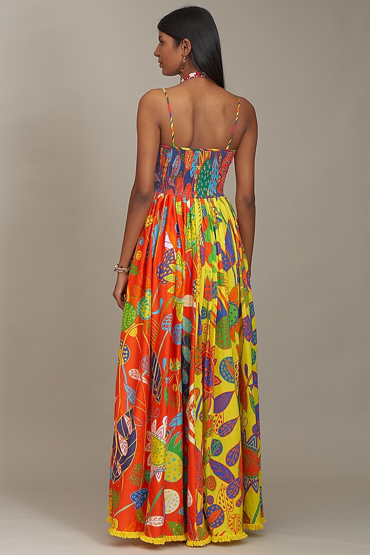 Multi-Colored Cotton Silk Printed Corset Vacation Dress by Payal Jain at Pernia's Pop Up Shop