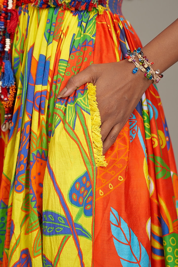 Multi-Colored Cotton Silk Printed Corset Vacation Dress by Payal Jain at Pernia's Pop Up Shop
