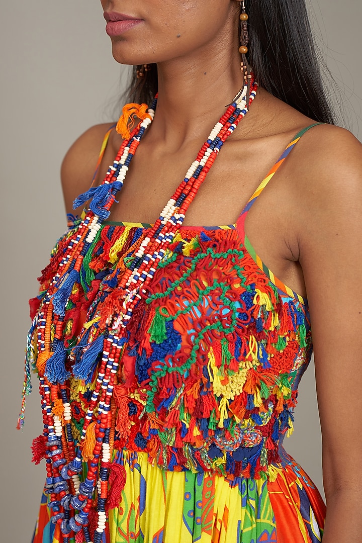 Multi-Colored Cotton Silk Printed Corset Vacation Dress by Payal Jain at Pernia's Pop Up Shop