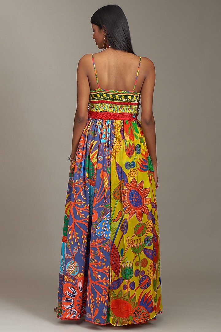 Multi-Colored Cotton & Organza Printed Corset Vacation Dress by Payal Jain at Pernia's Pop Up Shop