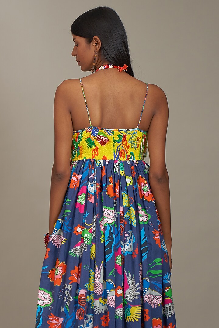 Blue Cotton Printed Vacation Dress by Payal Jain at Pernia's Pop Up Shop