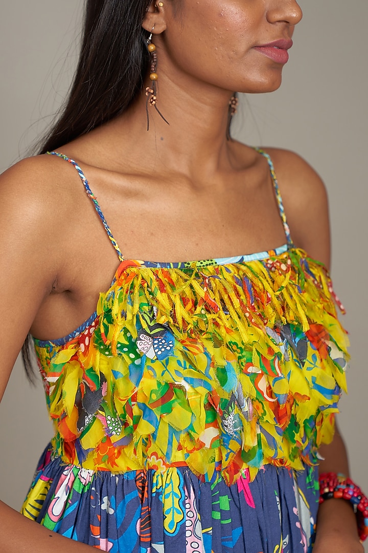 Blue Cotton Printed Vacation Dress by Payal Jain at Pernia's Pop Up Shop