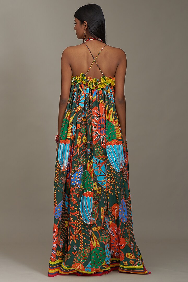 Green Cotton Printed Vacation Dress by Payal Jain at Pernia's Pop Up Shop