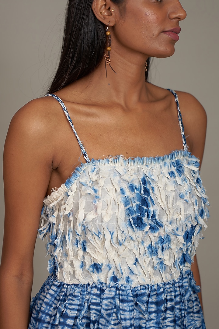 Blue Cotton Silk Shibori Corset Vacation Dress by Payal Jain at Pernia's Pop Up Shop