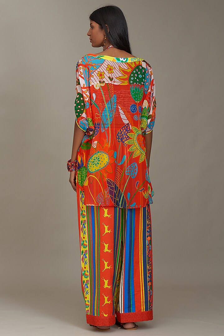 Orange Organza Printed Top by Payal Jain at Pernia's Pop Up Shop