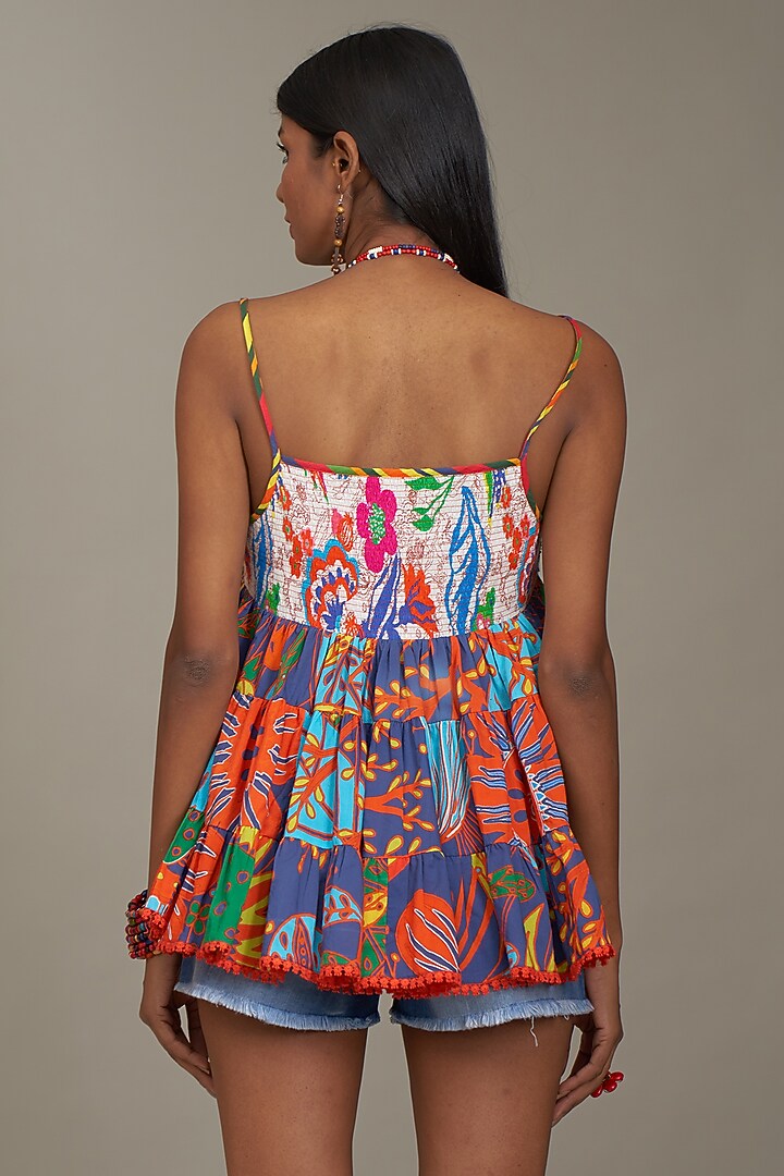 Blue Cotton Printed Top by Payal Jain at Pernia's Pop Up Shop