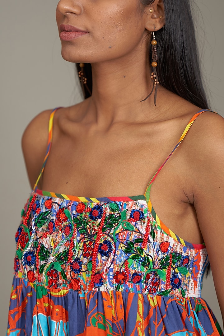 Blue Cotton Printed Top by Payal Jain at Pernia's Pop Up Shop