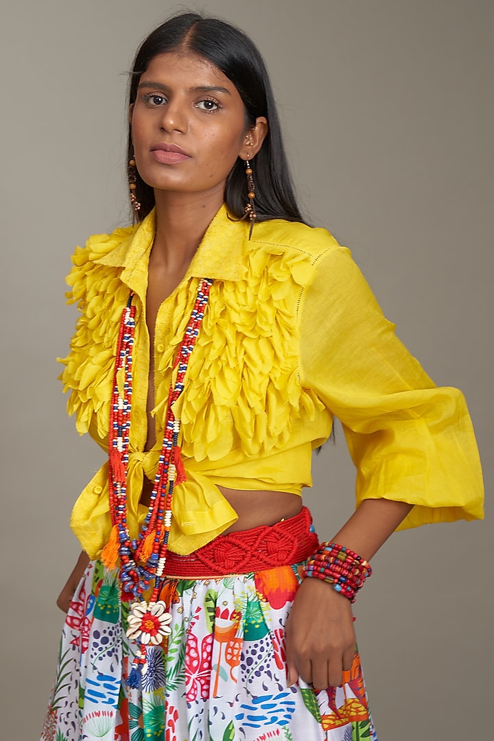 Yellow Cotton Shirt by Payal Jain at Pernia's Pop Up Shop