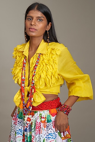 Yellow Cotton Shirt by Payal Jain