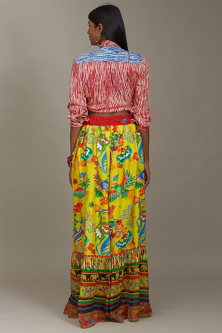 Red Viscose Satin Printed Shirt by Payal Jain at Pernia's Pop Up Shop
