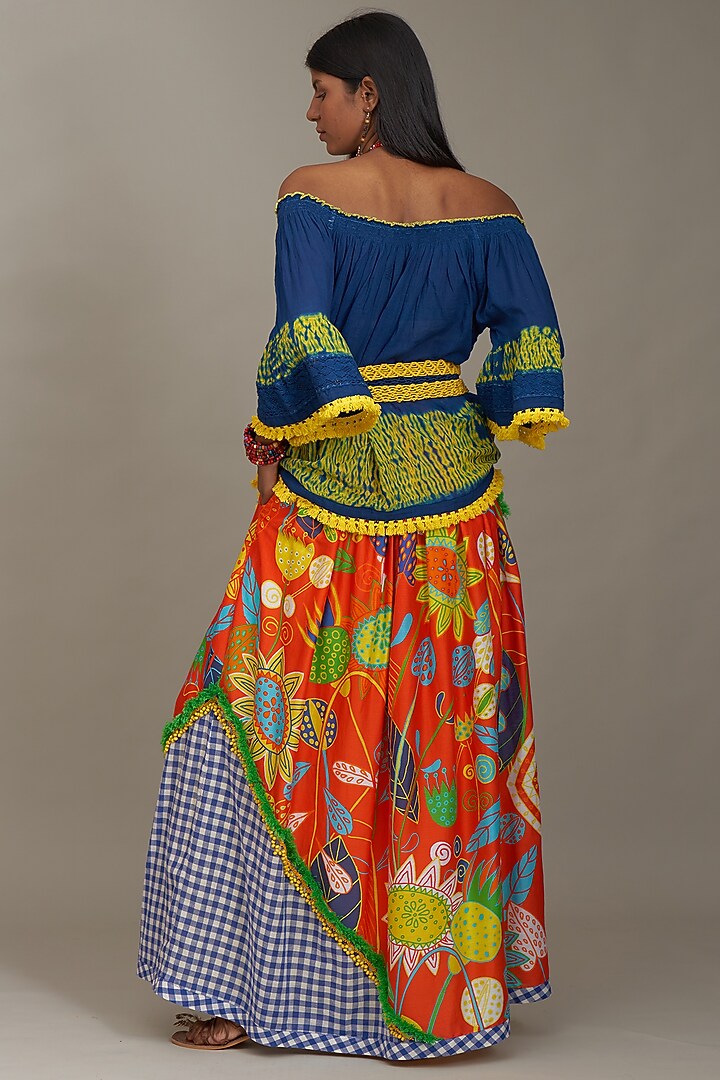 Blue & Yellow Cotton Tie-Dyed Top by Payal Jain at Pernia's Pop Up Shop