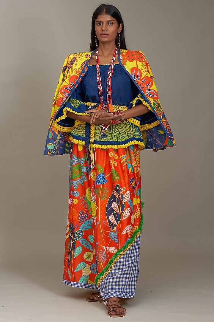 Multi-Colored Linen Printed Revirsible Jacket by Payal Jain at Pernia's Pop Up Shop