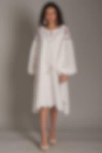 Off-White Embroidered Midi Vacation Dress by Payal Jain at Pernia's Pop Up Shop