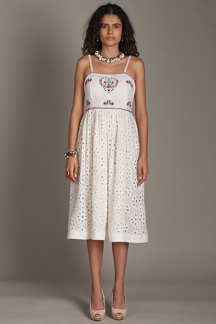 Off-White Cutwork Embroidered Dress by Payal Jain