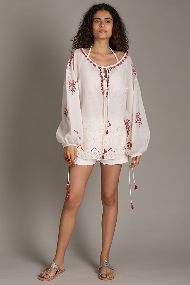 Off-White Embroidered Top by Payal Jain